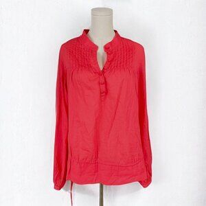 Buffalo David Bitton Pintuck Peasant Tunic Blouse Women M Red Bishop Boho Dainty